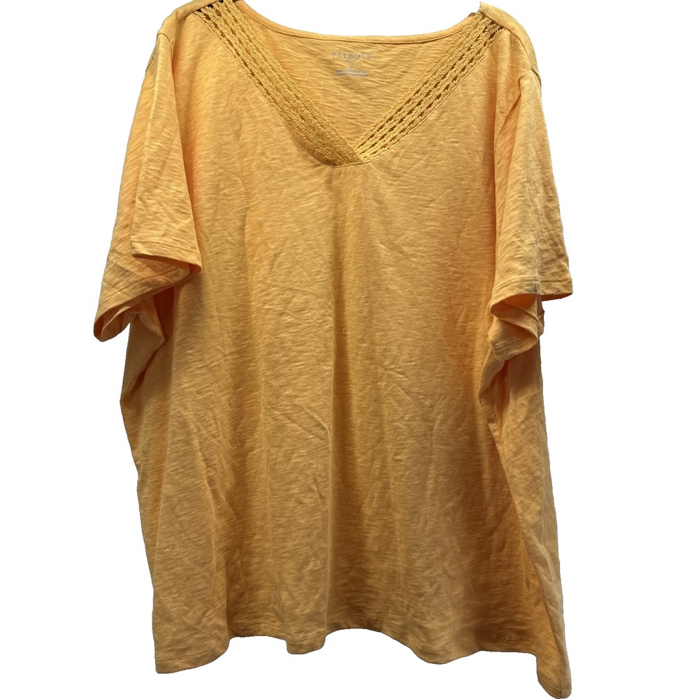 Talbots Womens Top Size 3X Plus (marked 1X measures 3X) Gold Slubbed 100% Cotton